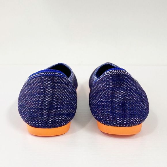 Rothy’s Flats Point Bright Blue Birdseye Space Dye Orange Sole 6.5 - Picture 3 of 6
